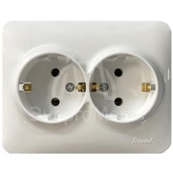 Розетка 2-м Karina Life с заземл. ПБТ бел. LEZARD 708-0200-127B