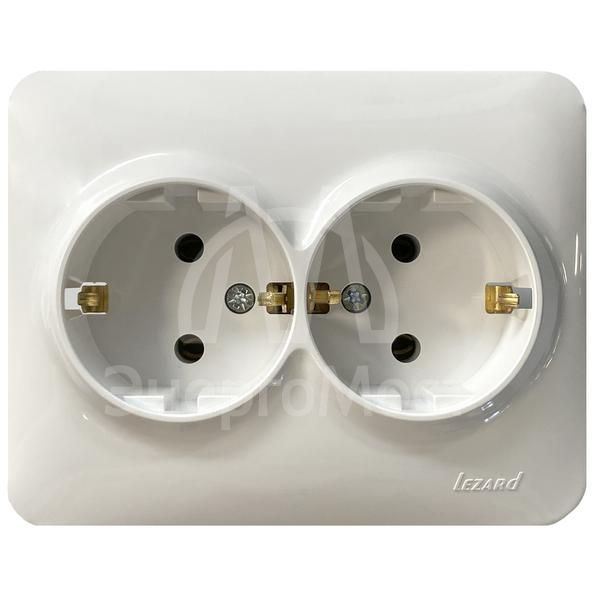 Розетка 2-м Karina Life с заземл. ПБТ бел. LEZARD 708-0200-127B