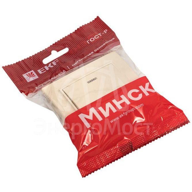 Выключатель 1-кл. СП Минск 10А IP20 с индикатором беж. EKF ERV10-121-20