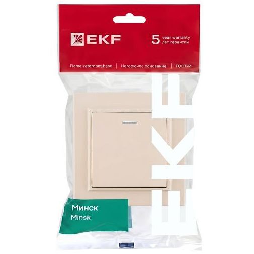 Выключатель 1-кл. СП Минск 10А IP20 с индикатором беж. EKF ERV10-121-20