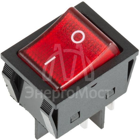 Выключатель клавишный 250В 30А (4с) ON-OFF красн. с подсветкой REXANT 36-2346