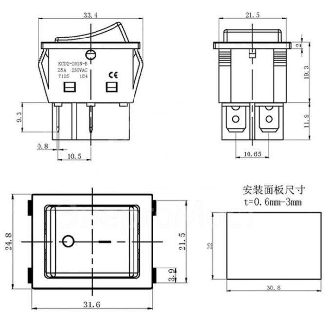 Выключатель клавишный 250В 30А (4с) ON-OFF красн. с подсветкой REXANT 36-2346