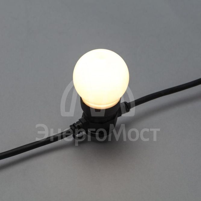 Гирлянда уличная &amp;quot;Лофт&amp;quot; 20 матов. ламп х 5LED влагостойкая IP44 провод черн. каучук Neon-Night 331-356