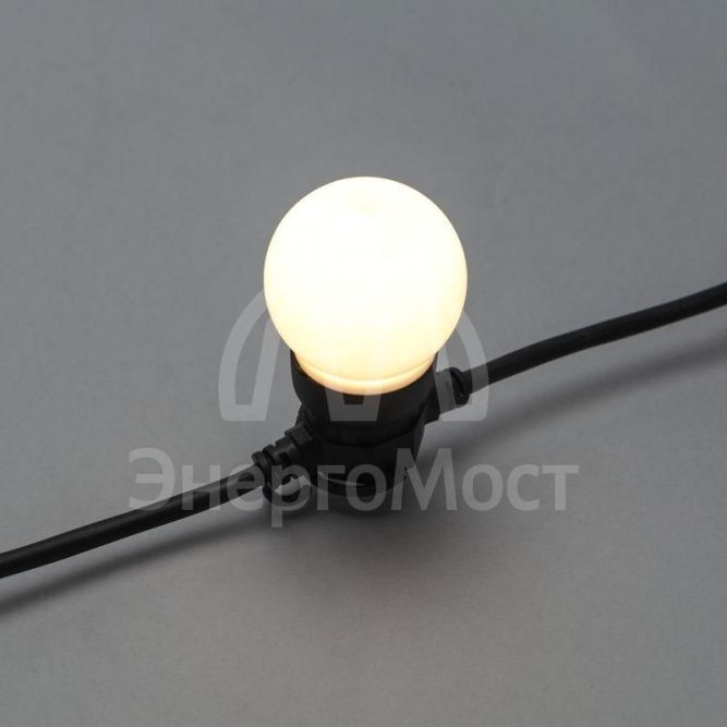 Гирлянда уличная &amp;quot;Лофт&amp;quot; 20 матов. ламп х 5LED влагостойкая IP44 провод черн. каучук Neon-Night 331-356