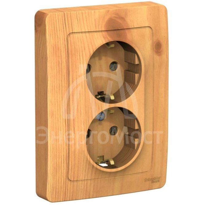 Розетка 2-м СП BLANCA 16А 250В без шторок с заземл. ясень SchE BLNRS001025