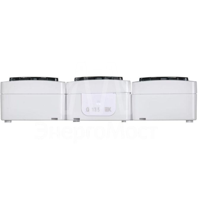 Розетка 3-м ОП Гермес Plus РСб23-3-ГПБд с защ. крышкой с заземл. IP54 дымч. IEK ERMP32-K03-16-54-EC