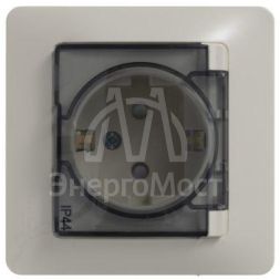 Розетка 1-м СП Glossa 16А IP44 с защ. крышкой защ. шторки с заземл. в сборе беж. SchE GSL000248