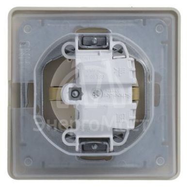 Розетка 1-м СП Glossa 16А IP44 с защ. крышкой защ. шторки с заземл. в сборе беж. SchE GSL000248