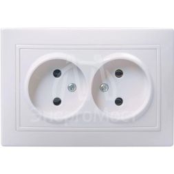 Розетка 2-м СП Кварта 10А IP20 без заземл. бел. IEK ERK23-K01-10-DM