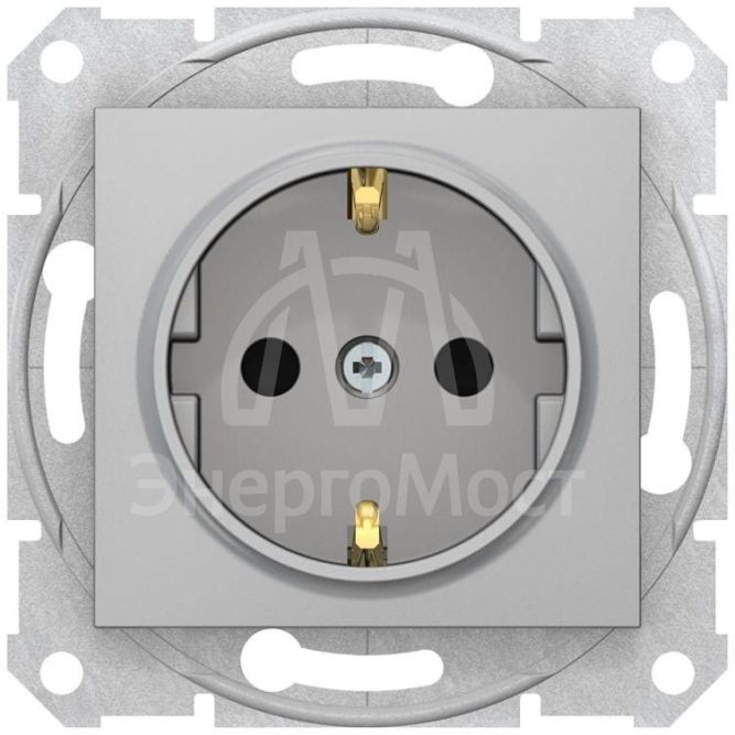 Механизм розетки 1-м СП Sedna защ. шторки с заземл. алюм. SchE SDN3000160