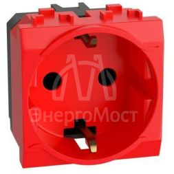 Розетка 1-м СП Brava 2мод. защ. шторки с заземл. красн. DKC 76482R