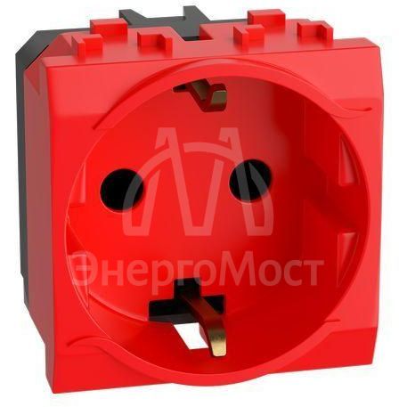 Розетка 1-м СП Brava 2мод. защ. шторки с заземл. красн. DKC 76482R