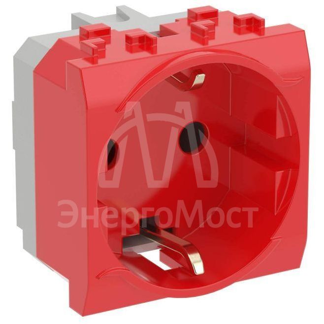 Розетка 1-м СП Brava 2мод. защ. шторки с заземл. красн. DKC 76482R