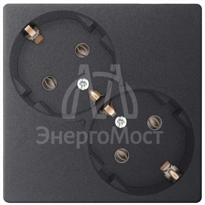 Розетка 2-м СП Simon24 16А IP20 2х2P+E Schuko без защ. шторок механизм графит Simon 2450459-038
