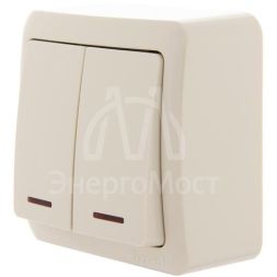 Выключатель 2-кл. 1п ОП Viola 10А IP20 с подсветкой крем. LEZARD 751-0300-112