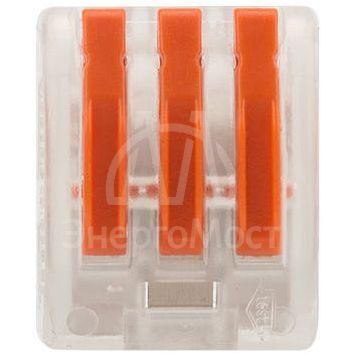 Клемма универс. многораз. 3-проводная (0.08-2.5 (4)кв.мм) (уп. 50шт.) прозрач. Rexant 07-5253-1