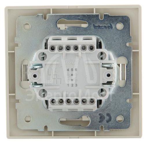 Выключатель проходной 2-кл. СП Мира 10А со вставкой крем. LEZARD 701-0303-106