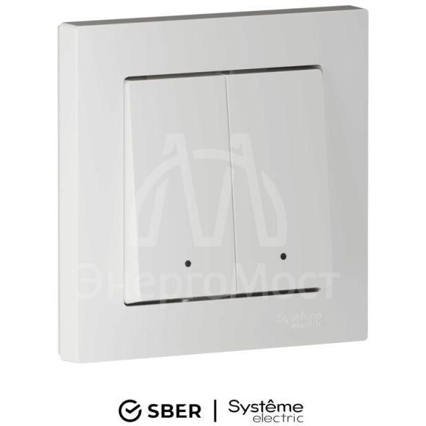 Выключатель 2-кл. AtlasDesign Smart 10А (сх. 5) L+N с подсветкой Zigbee механизм бел. SE ATN000153Z