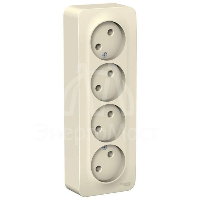 Розетка 4-м ОП Blanca 16А IP20 250В без заземл. без защ. шторок с изолир. пластиной молоч. SE BLNRA000412