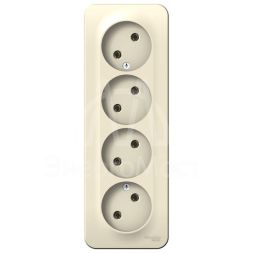 Розетка 4-м ОП Blanca 16А IP20 250В без заземл. без защ. шторок с изолир. пластиной молоч. SE BLNRA000412