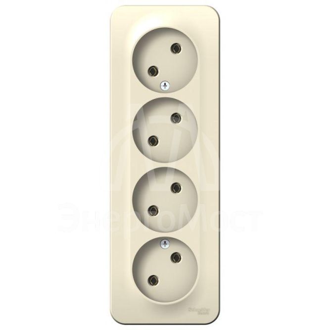 Розетка 4-м ОП Blanca 16А IP20 250В без заземл. без защ. шторок с изолир. пластиной молоч. SE BLNRA000412