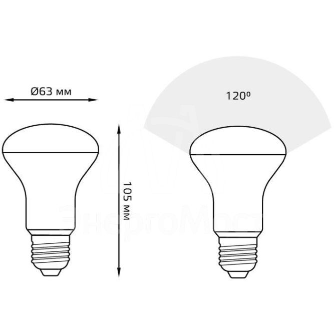 Лампа светодиодная Black 9Вт R63 рефлектор 6500К холод. бел. E27 700лм GAUSS 106002309
