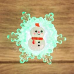 Фигура светодиодная &amp;quot;Снеговик на снежинке&amp;quot; RGB на присоске 5.5х5.5см Neon-Night 501-038