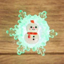 Фигура светодиодная &amp;quot;Снеговик на снежинке&amp;quot; RGB на присоске 5.5х5.5см Neon-Night 501-038