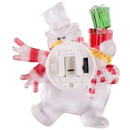 Фигура светодиод. &amp;quot;Снеговик с подарком&amp;quot; на присоске (батарейки 2хCR2032 в компл.) 75х90х10мм 1LED 6В IP20 RGB NEON-NIGHT 501-022