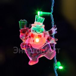 Фигура светодиод. &amp;quot;Снеговик с подарком&amp;quot; на присоске (батарейки 2хCR2032 в компл.) 75х90х10мм 1LED 6В IP20 RGB NEON-NIGHT 501-022