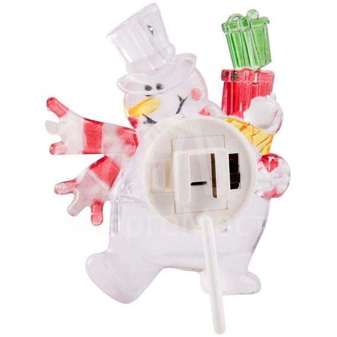 Фигура светодиод. &amp;quot;Снеговик с подарком&amp;quot; на присоске (батарейки 2хCR2032 в компл.) 75х90х10мм 1LED 6В IP20 RGB NEON-NIGHT 501-022