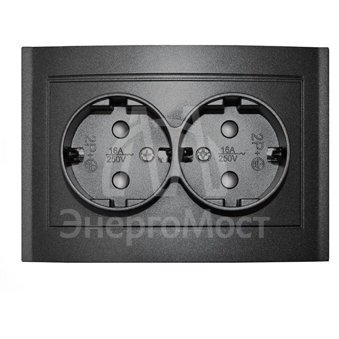 Розетка 2-м СП Бриллиант 16А IP20 с заземл. защ. шторки в сборе графит Universal 7947540-Gr