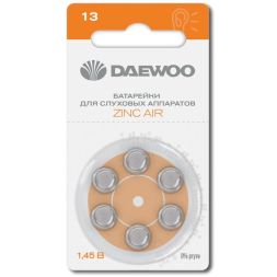 Элемент питания воздушно-цинковый ZA13/PR48 1.45В BL-6 (блист.6шт) для слуховых аппаратов DAEWOO 5060371