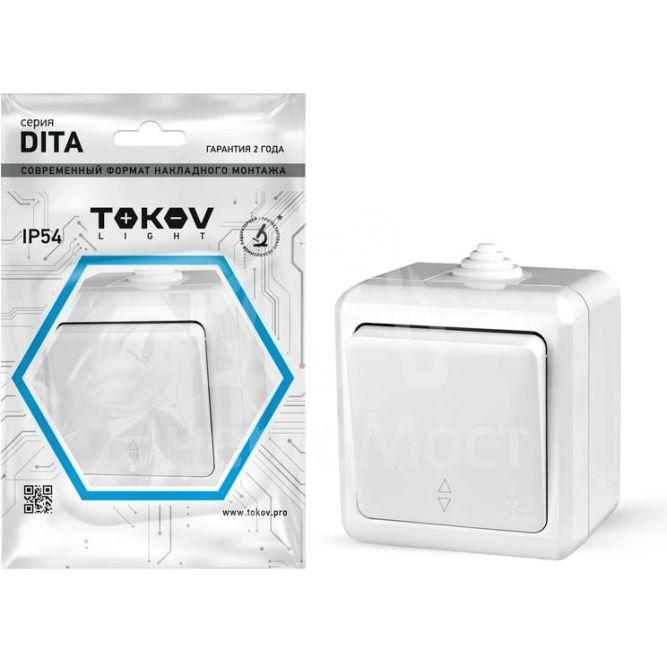 Переключатель 1-кл. ОП Dita IP54 10А 250В бел. TOKOV LIGHT TKL-DT-P1-C01-IP54