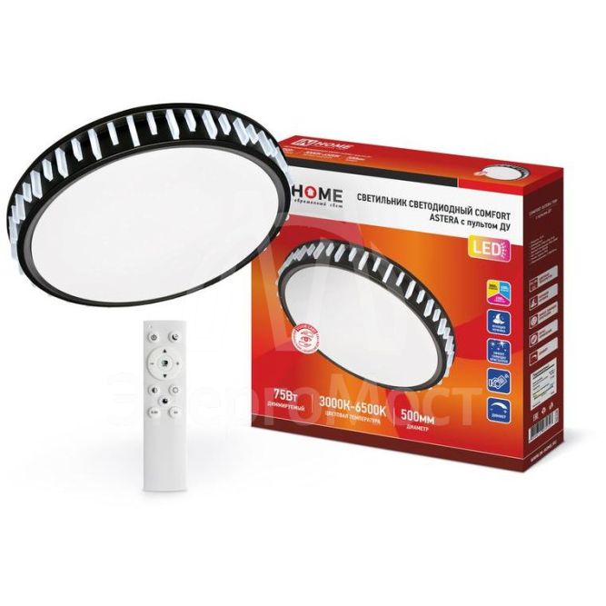 Светильник светодиодный COMFORT ASTERA 75Вт 230В 3000-6500К 6000лм 500х100мм с пультом ДУ IN HOME 4690612035727