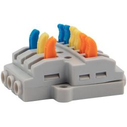 Клемма строительно-монтажная СМК проходная разветвительная 3х2 3п с монтажной площадкой 1 ввод 2 вывода на полюс (уп.5шт) Rexant 07-5233-05