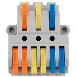 Клемма строительно-монтажная СМК проходная разветвительная 3х2 3п с монтажной площадкой 1 ввод 2 вывода на полюс (уп.5шт) Rexant 07-5233-05