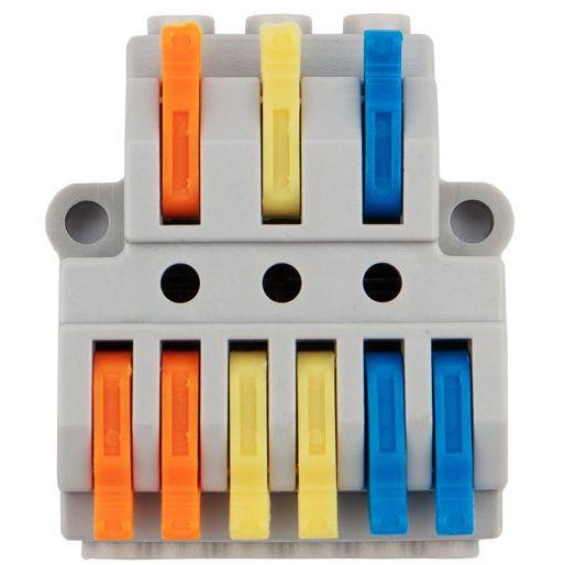 Клемма строительно-монтажная СМК проходная разветвительная 3х2 3п с монтажной площадкой 1 ввод 2 вывода на полюс (уп.5шт) Rexant 07-5233-05