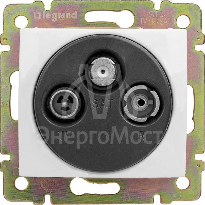 Розетка телевизионная TV/FM/SAT СП Valena 1.5дБ 2400МГц с топологией &amp;quot;звезда&amp;quot; механизм бел. Leg 774435