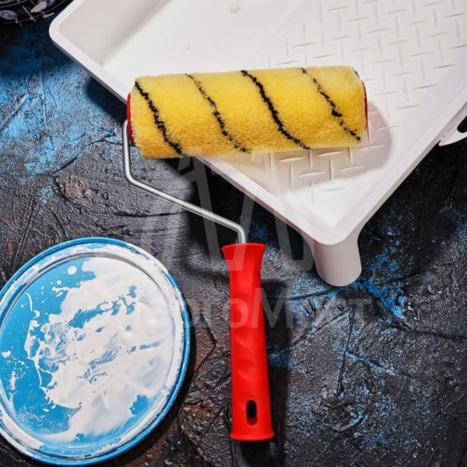 Валик полиакрил желт. с черн. полосой ворс 11мм шир. ролика 180мм бюгель 6мм d42мм Rexant 89-0021