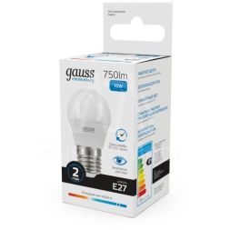 Лампа светодиодная Elementary 10Вт Шар 6500К E27 750лм Gauss 53230