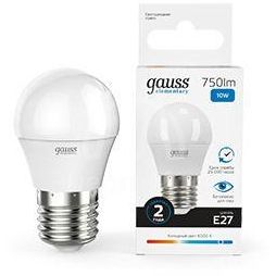 Лампа светодиодная Elementary 10Вт Шар 6500К E27 750лм Gauss 53230