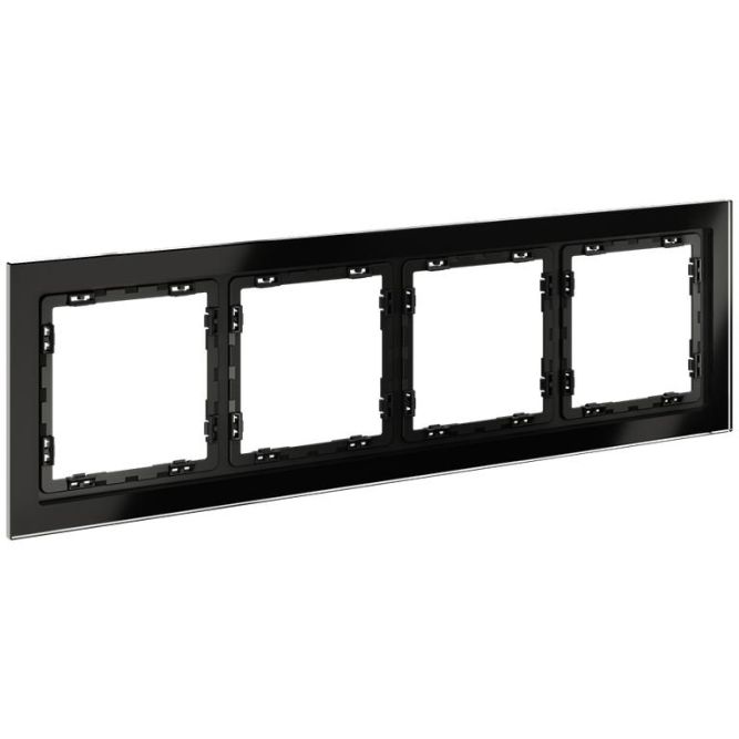 Рамка 4-м S70 стеклян. черн. Voltum VLS110408