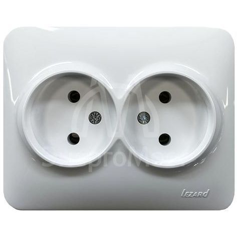 Розетка 2-м Karina Life без заземл. ПБТ бел. LEZARD 708-0200-128B