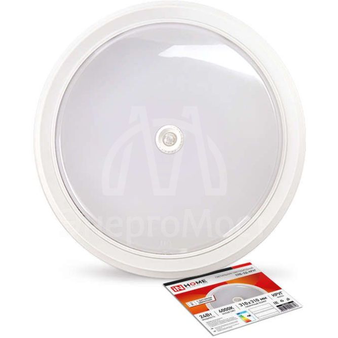 Светильник светодиодный СПБ-2Д-КРУГ 24Вт 230В 4000К 1700лм 310мм с датчиком бел. IN HOME 4690612020716