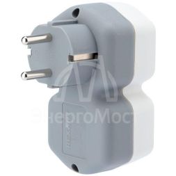 Двойник электрический 16А с заземл. и защ. шторки бел. Rexant 11-1087