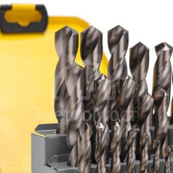 Набор сверл по металлу 1-13мм (через 0.5мм) HSS цилиндрический хвостовик метал. кейс 25шт Kranz KR-91-0637