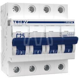 Выключатель автоматический модульный 4П 25А 6кА х-ка C TOKOV Electric TKE-PZ60-MCBI-4-25-C