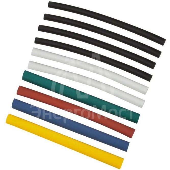 Набор трубок термоусадочных тонкостен. ТТУ 6/3 (4хЧ; 2хБ; К; С; Ж; З) 10х10см разноцвет. IEK UDRS-D3-D6-10-10