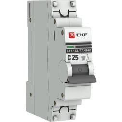 Выключатель автоматический модульный 1п C 25А 6кА ВА 47-63 PROxima EKF mcb4763-6-1-25C-pro